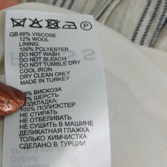 Reiss Dasha Windowpane Plaid‎ Mini Shirt Dress Belted Mock Neck Size 4 White - Picture 5 of 6